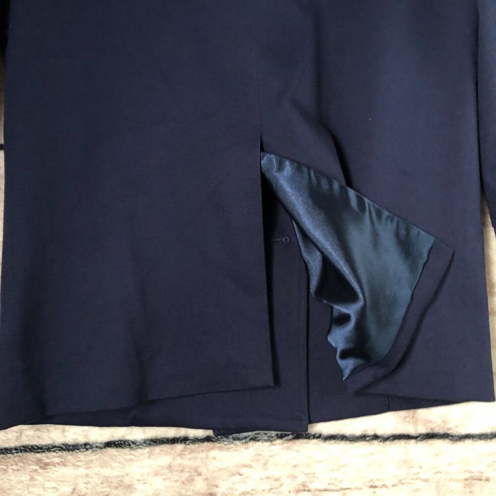Von Lancelot Trench Coat S Navy Blue Double Breasted Jacket Military Goth Punk - Picture 9 of 16